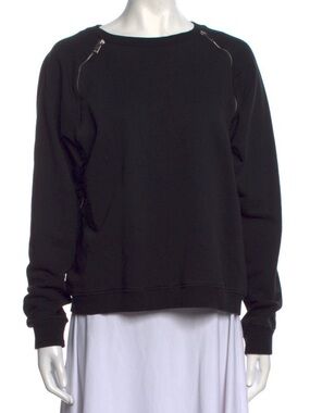Saint Laurent Black Crewneck Sweater with Shoulder Zip Detail. Pre-Owned.